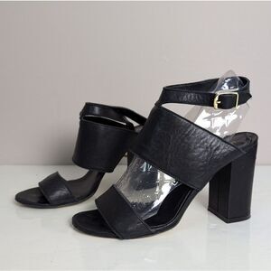 Vintage Le Chateau Leather Strappy Heels Women’s Black Y2K 90s Sz 7 4” Heel